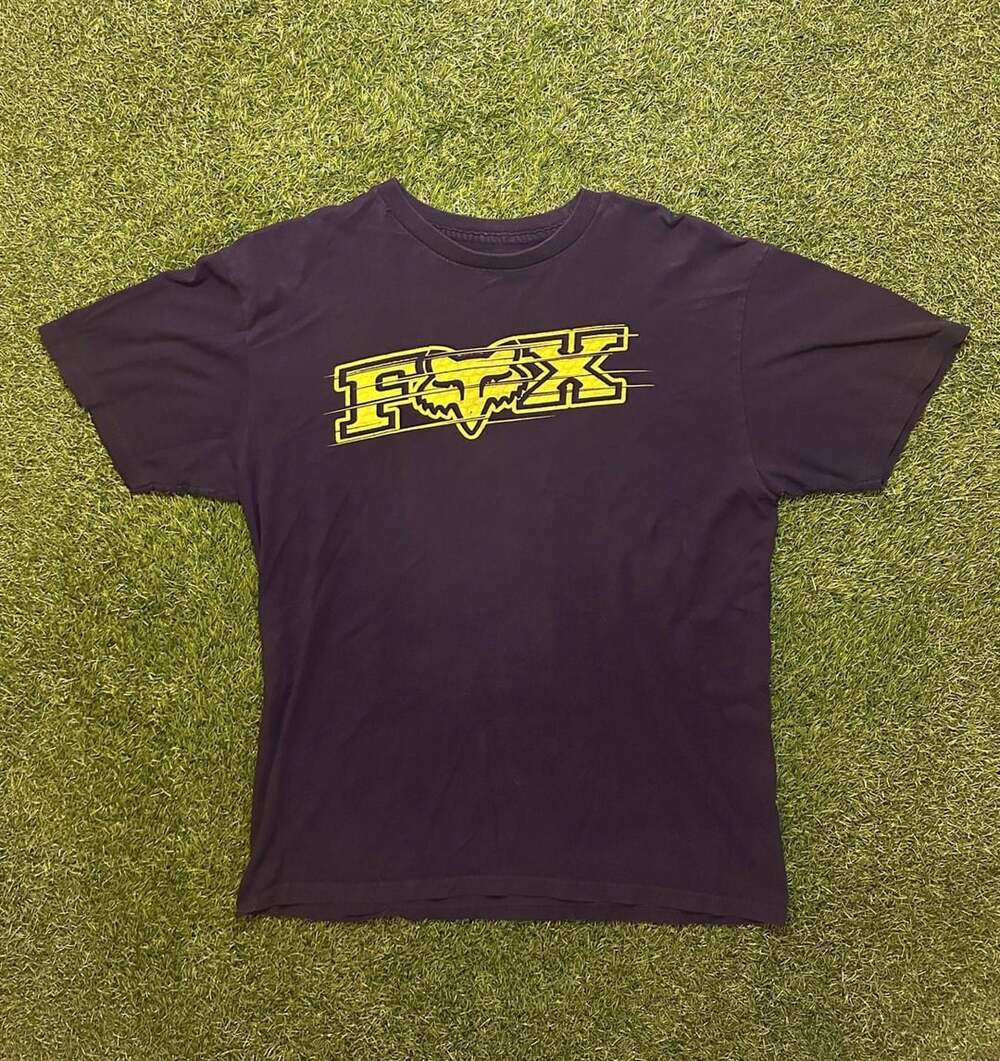 Y2K 2000s Fox Racing Graphic T-Shirt Size M Black Yellow